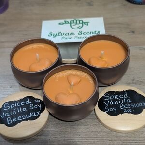 3 - 3 oz. Spiced Vanilla Soy Beeswax Tins with Lids